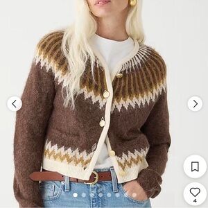 JCREW Brown Fair Isle Cardigan
